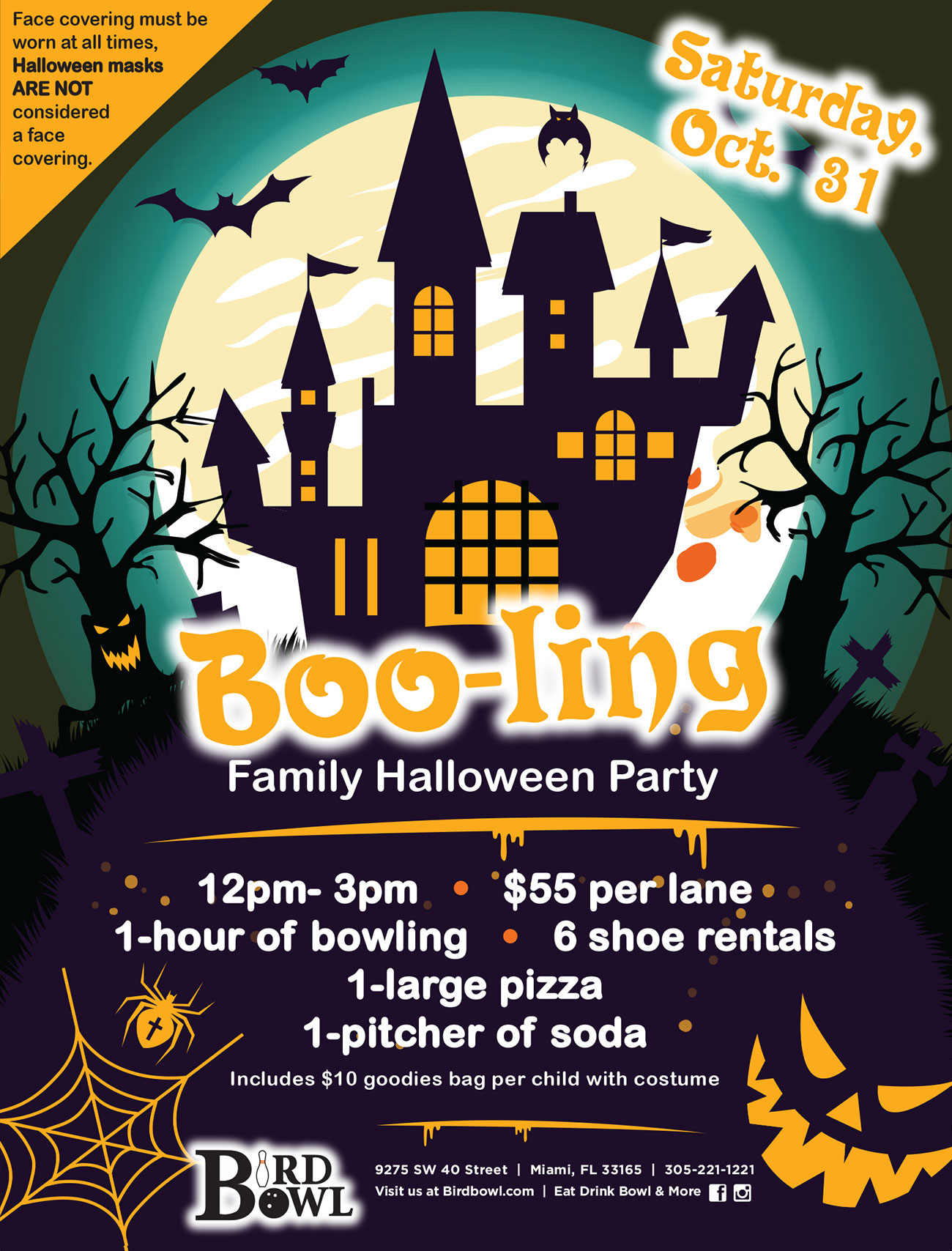 Boo-ling Family Halloween Party Flyer